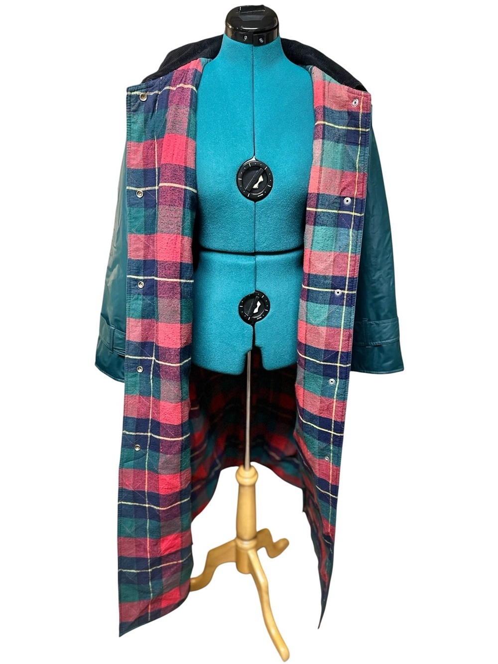 Vintage Misty Harbor Green Plaid Women’s Size M Flannel Lined Rain Coat - Picture 5 of 12